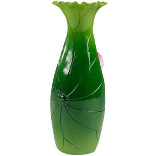 戴玉堂陶瓷供佛花瓶佛前佛具用品供奉家用荷叶供花瓶一对中国风