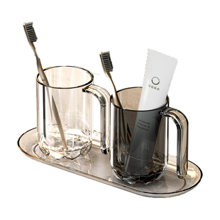 漱口杯情侣牙刷杯儿童洗漱杯子透明牙膏牙刷收纳盒家用轻奢牙具杯