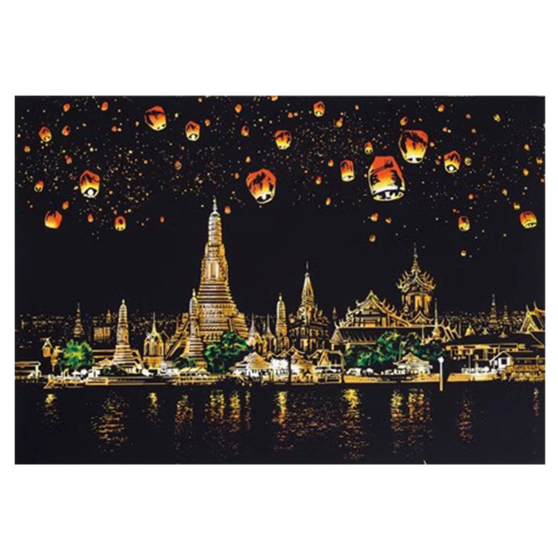 城市夜景刮画炫彩图案激发创意