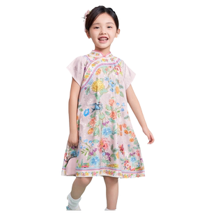年衣童装女童改良旗袍连衣裙夏季新款儿童演出服甜美新中式连衣裙