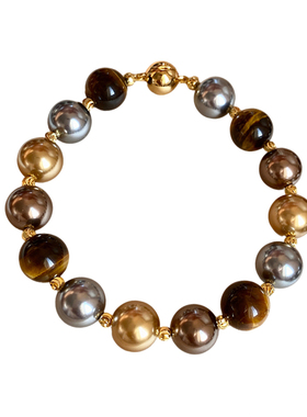 西大班天然虎眼石美拉德珍珠手链