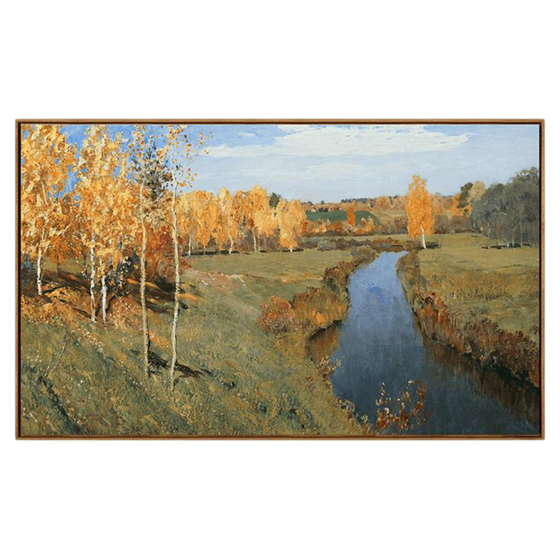 列维坦-金色秋天版画客厅装饰画