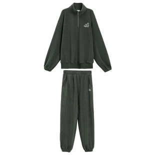 Turn Signal潮牌摇粒绒运动套装女秋冬2025新款加绒卫衣卫裤冬季