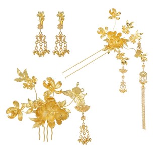 汉服花朵发簪发梳高级新款新娘头饰结婚中式秀禾婚礼发饰流苏套装