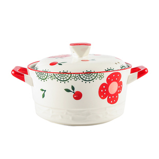 釉下彩陶瓷汤碗盆家用高颜值小清新带盖螺蛳粉沙拉碗大容量泡面碗