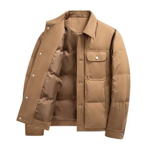 雪中飞2026春新款男士短羽绒服翻领衬衫领舒适时尚百搭商务休闲