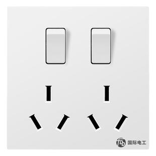 86型二开六孔插座10A双三孔16a大功率空调热水器6孔墙壁电源插座