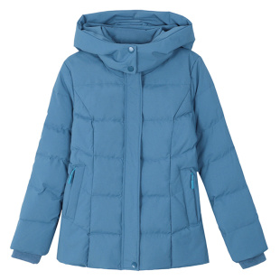 啄木鸟黑色羽绒服女款冬季2026新款加绒加厚中年妈妈连帽短款外套