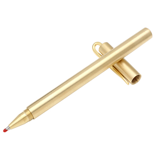 免费刻字复古纯黄铜笔金属中性笔商务签字笔定制刻名字水笔送男生