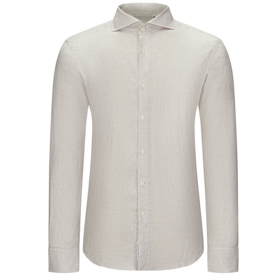 柏品弧开领TESTA面料千鸟格衬衫