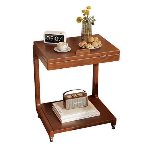 床边桌可移动电脑桌带轮实木床头置物桌倾斜桌沙发边几儿童学习桌