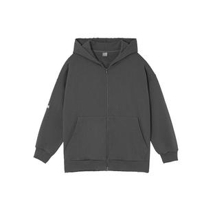 BODYDREAM重磅破洞卫衣外套男春秋拉链开衫连帽情侣装潮休闲帽衫