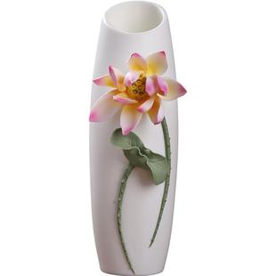 戴玉堂陶瓷佛前莲花供花瓶插香筒供奉荷花花瓶供佛家用客厅摆件