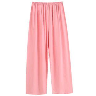 睡裤女士夏季九分阔腿裤棉绸家居裤大脚空调裤防蚊广场舞演出裤子