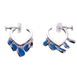 925纯银蓝色流苏无痛一体式螺旋耳夹女无耳洞耳环高级感小众设计