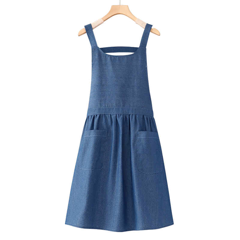 牛仔布围裙工作服女定制