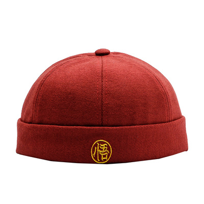 复古瓜皮地主帽亲子帽红色周岁帽