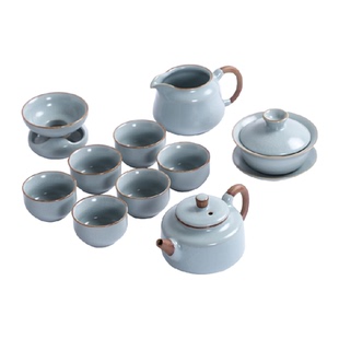 苏氏陶瓷汝窑精装礼品茶具钟德壶配盖碗功夫茶具精美伴手礼套装