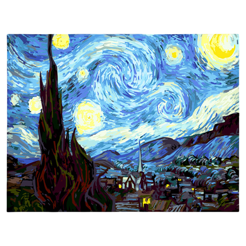 DIY手工手绘星空客厅装饰画