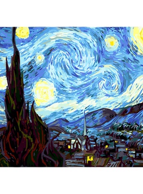 DIY手工手绘星空客厅装饰画
