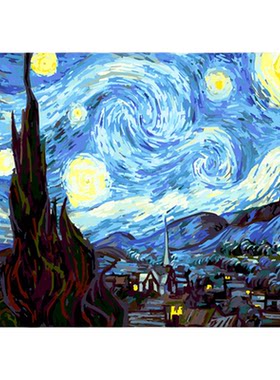 DIY手工手绘星空客厅装饰画