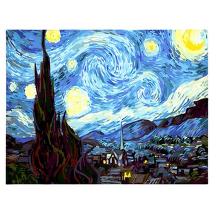 自油自画 数字油画diy客厅装饰画手工填色手绘填充油彩画梵高星空