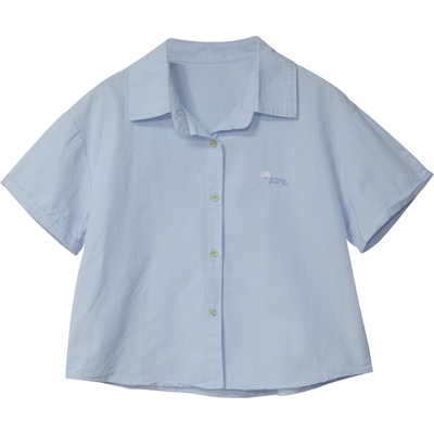 夏季新款刺绣宽松显瘦短袖衬衫女