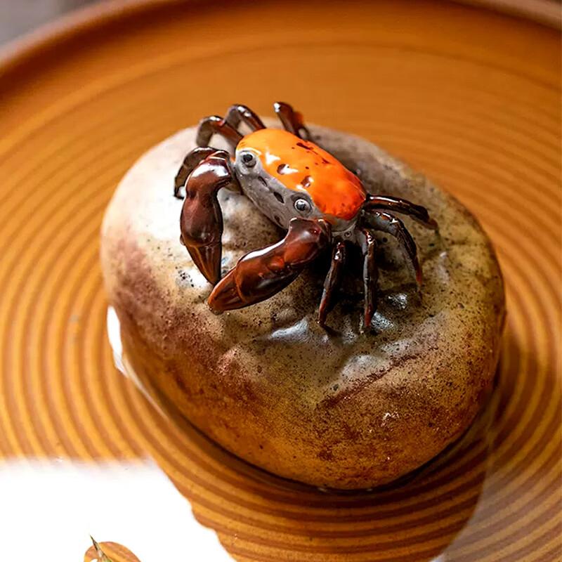 中陶紫砂 变色茶宠摆件紫砂纯手工螃蟹 八方来财茶玩