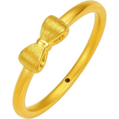 周六福黄金戒指女款定价蝴蝶结指环5D硬金足金YO JOY系列618礼物