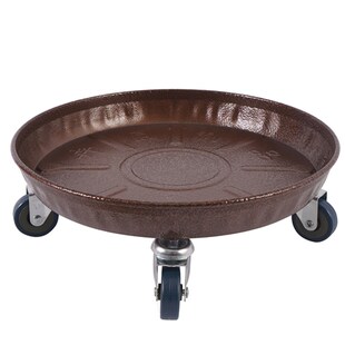 阳台金属铁轮加厚移动花盆托盘圆形万向轮刹车轮底座花架垫底托盘