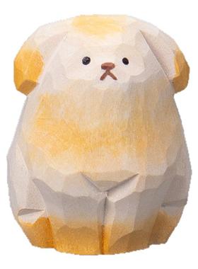 手工木雕小狗金毛摆件可爱治愈桌面装饰办公室车载送生日礼物女友