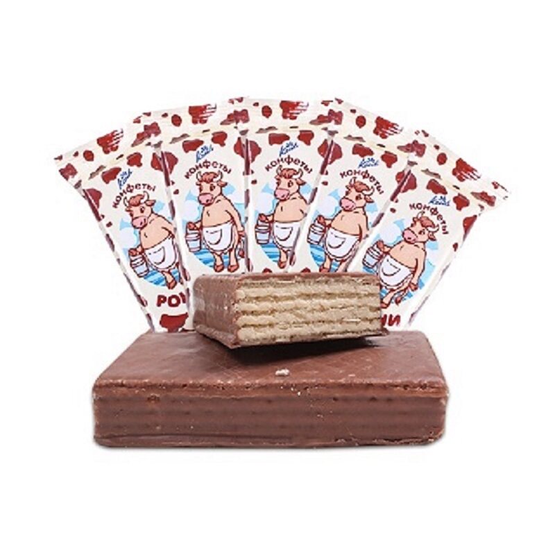进口俄罗斯奶牛威化糖果原装