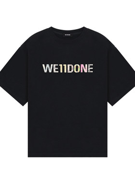 【新品7折】WE11DONE26春季新品彩色格纹拼贴logo短袖T恤宽松