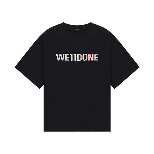 【明星同款】WE11DONE26春季新品彩色格纹拼贴logo短袖T恤宽松