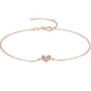 周六福18K金天然钻石手链女士宠爱璀璨au750玫瑰金新年礼物真钻