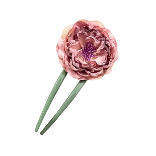 u型发簪女花朵簪子发夹玫瑰花新中式古风仿真花干枯儿童汉服头饰