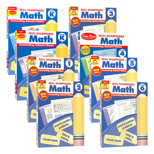 Evan Moor Skill Sharpeners Math PreK-G6 美国加州学龄前幼儿园小学教辅 技能铅笔刀系列数学练习册 儿童英语学习 英文原版图书