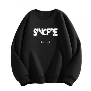 都市丽人黑色卫衣女款春季2026新款初中生时尚洋气圆领无帽上衣Y