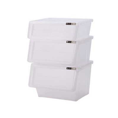 天马前开式透明儿童衣物整理箱