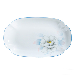 天顺陶瓷家用餐具蒸鱼盘子荷叶鱼盘欧式蒸鱼神器长盘子轻奢高级感