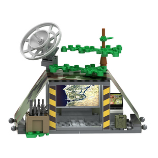 军事迷彩帐篷指挥室中心士兵人仔小基地模型场景儿童拼装益智玩具