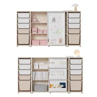 格林之语 北欧ins风 玩具收纳柜 绘本架 带白板书架 实木儿童书柜