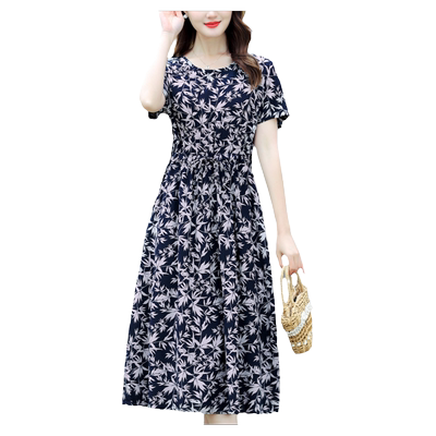 中年妇女妈妈装显瘦棉绸减龄腰带