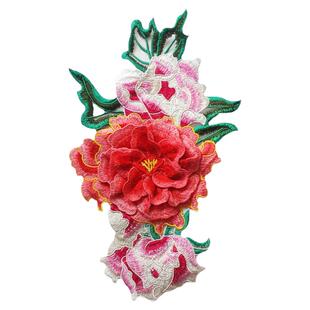 立体牡丹花刺绣布贴旗袍衣服礼服补丁装饰贴花大号服装辅料手缝