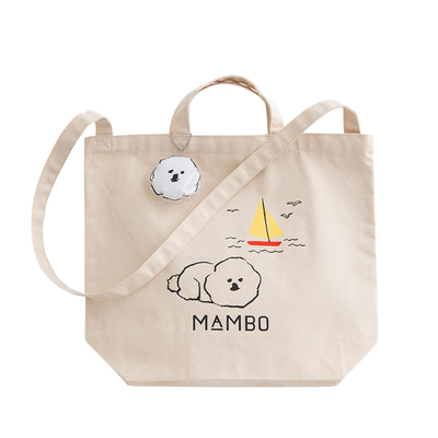 日本CLASKA随行帆布包MAMBO可爱动物帆船插画简约可斜挎手提袋