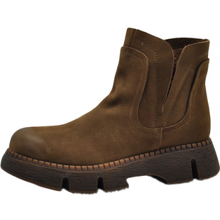 Artmu阿木复古切尔西靴女加绒雪地靴厚底短靴2025新款真皮烟筒靴