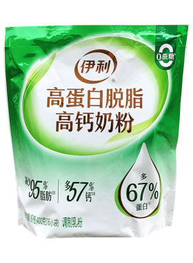 伊利高蛋白脱脂高钙奶粉400g