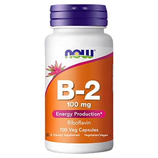 now foods维生素b族b2胶囊大剂量100mg核黄素成人健康代谢口腔