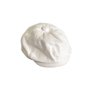 夏季八角帽亚麻白色女宽檐小脸鸭舌帽特薄单层英伦复古文艺贝雷帽