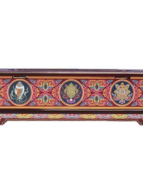 藏式八吉祥彩绘实木卧香炉摆件